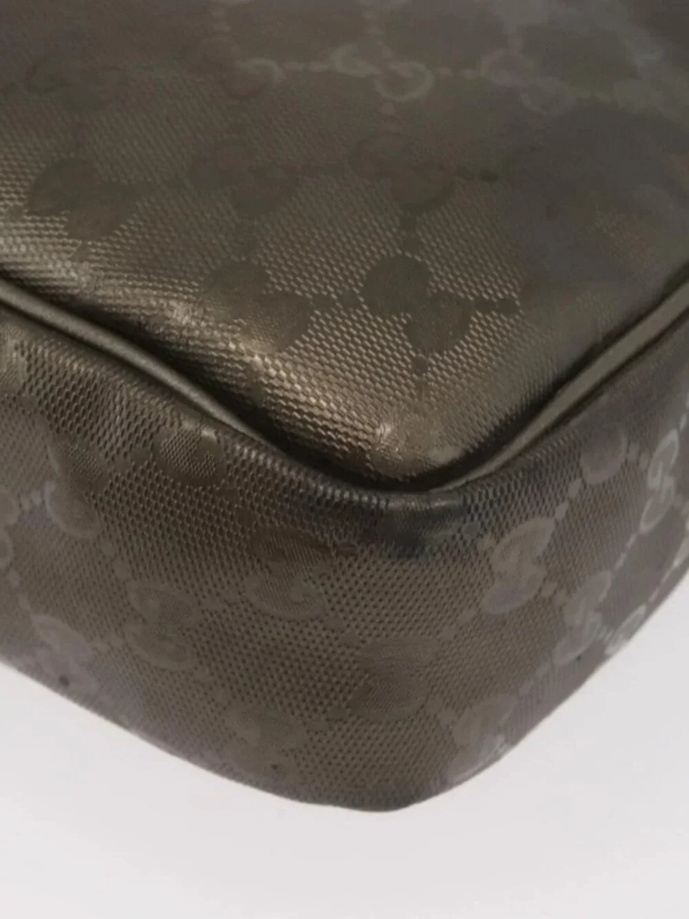 GUCCI GG Implementation Shoulder Bag PVC Bronze Silver 201448 Auth